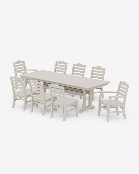 Savannah 9-Piece Farmhouse Dining Set with Trestle Legs | Draper James Featured